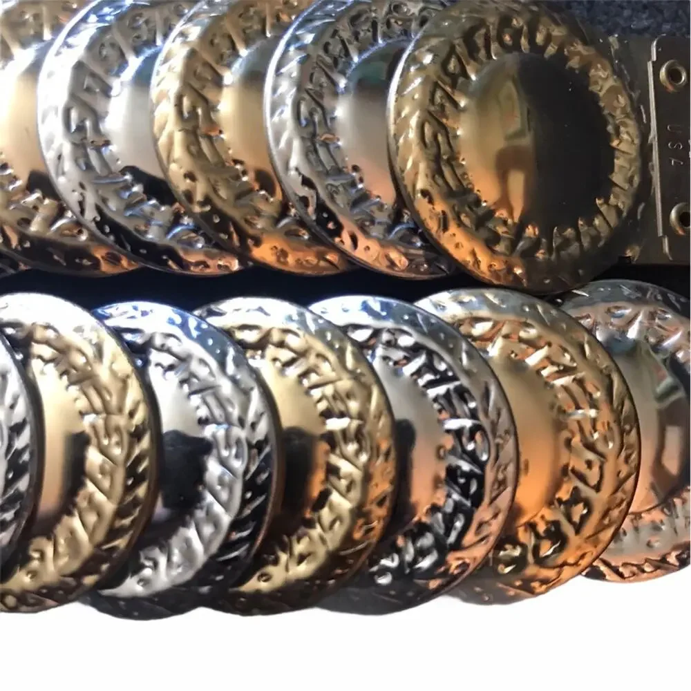 1970s Gold & Silver Tone Coin Disc Stretch Belt